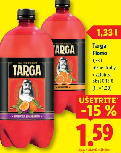 Targa Florio sýtený nápoj pomaranč a maracuja