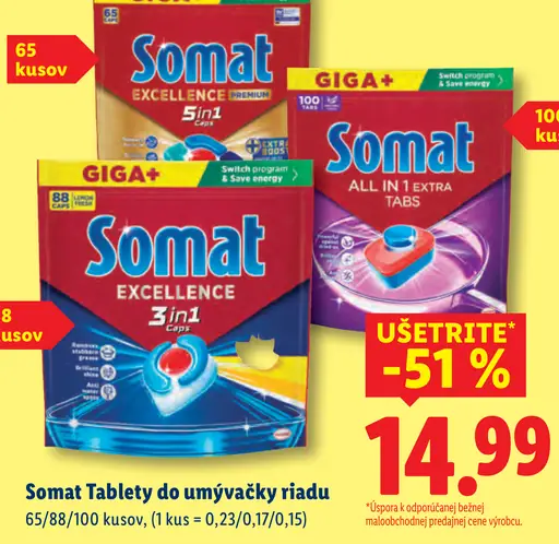Somat tablety do umývačky riadu 5in1/3in1/all in 1 extra tabs