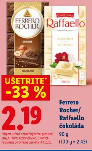 Ferrero Rocher Raffaello čokoláda