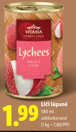 Vitasia Liči lúpané a odkôstkované