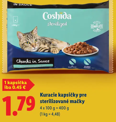 Coshida sterilized kapsičky pre sterilizované mačky chunks in sauce