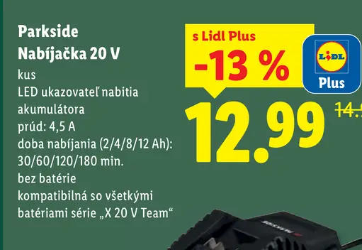 Parkside Nabíjačka 20 V