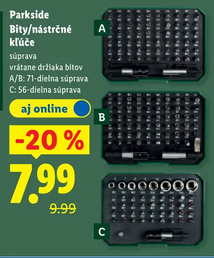 Parkside bity/nástrečné kľúče súprava