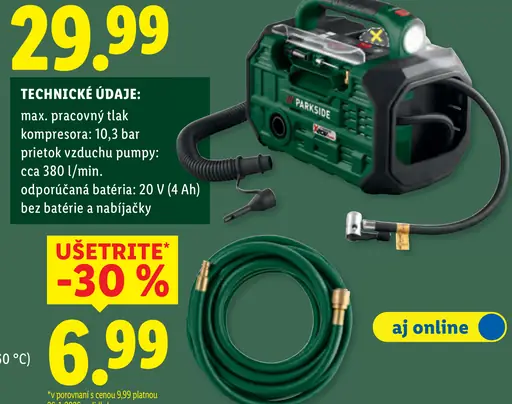 Parkside Aku kompresor + pumpa 20 V