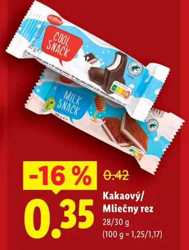 Kakaový/Mliečny rez Cool Snack