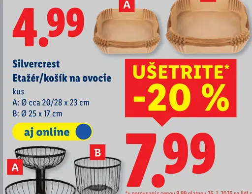 Silvercrest etažér/košík na ovocie
