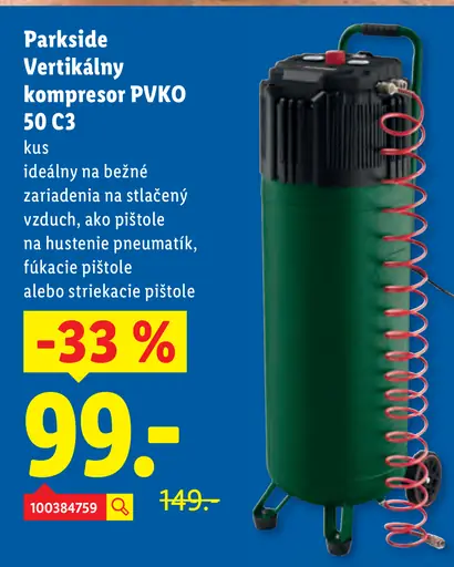 Parkside vertikálny kompresor PVKO 50 C3