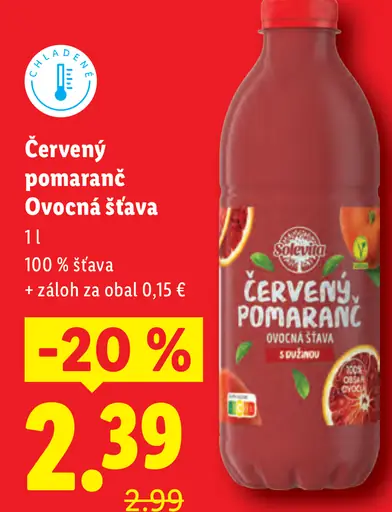 Solevita červený pomaranč ovocná šťava 100 %