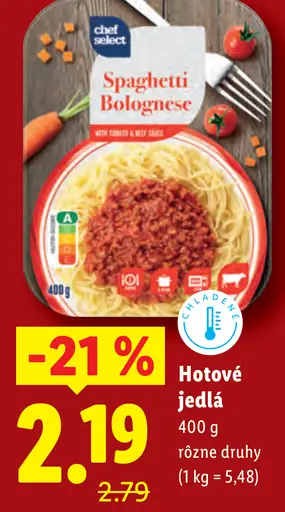 Chef Select hotové jedlá Spaghetti Bolognese, chladené