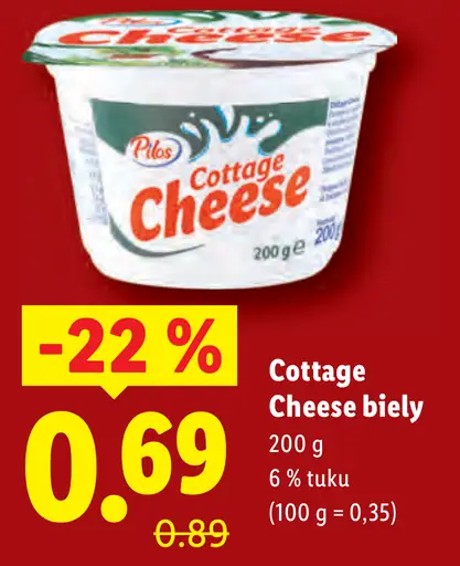 Pilos Cottage Cheese biely 6 % tuku