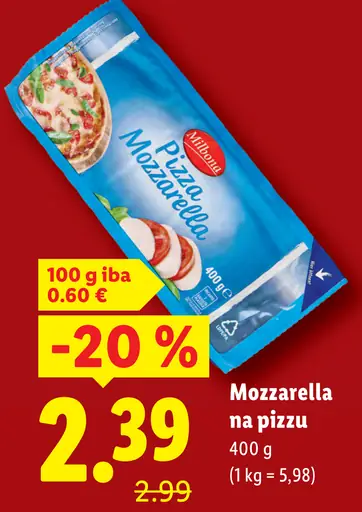 Milbona Mozzarella na pizzu