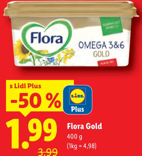 Flora Gold rastlinný tuk Omega 3&6