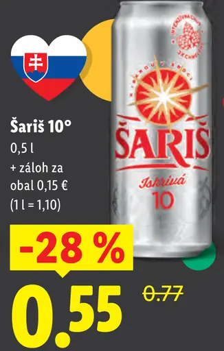 Šariš 10° plechovka