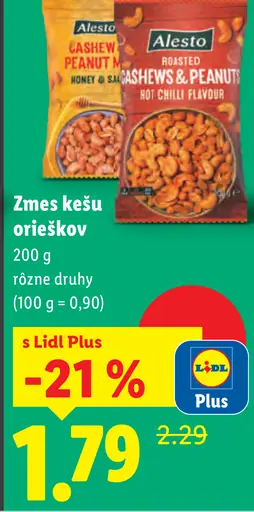 Alesto zmes kešu orieškov rôzne druhy