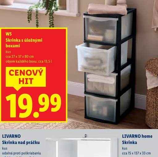W5 Skrinka s úložnými boxami
