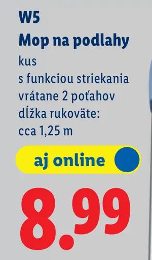 W5 mop na podlahy s funkciou striekania