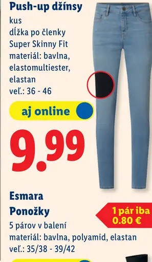 Esmara push-up džínsy Super Skinny Fit