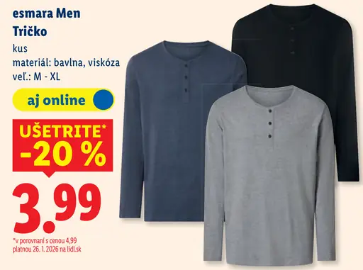 Esmara Men tričko s dlhým rukávom