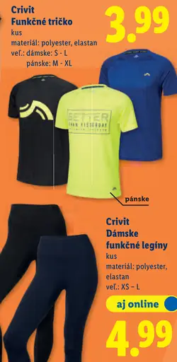 Crivit funkčné tričko dámske, pánske