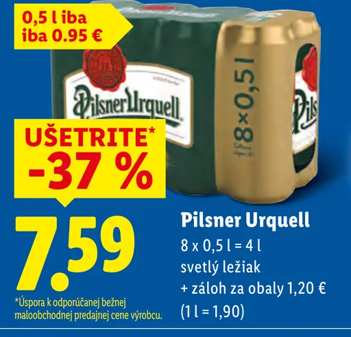 Pilsner Urquell Pivo ležiak svetlý
