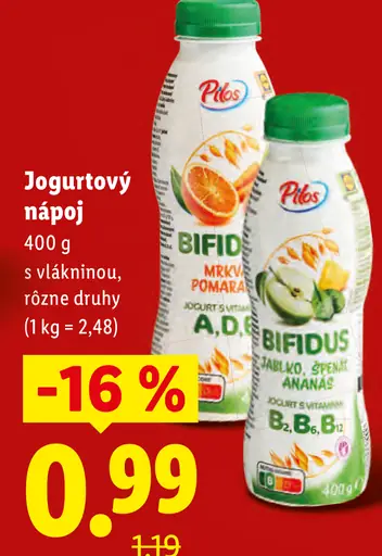 Pilos Jogurtový nápoj Bifidus rôzne druhy