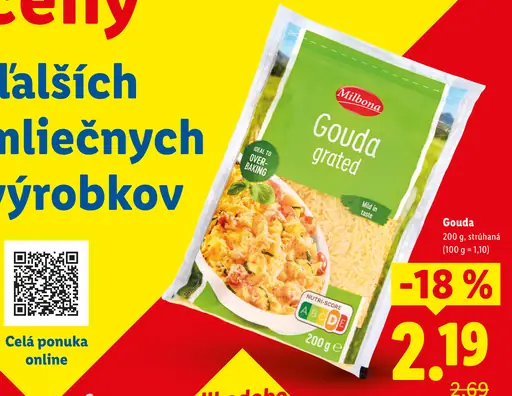 Milbona Gouda strúhaná