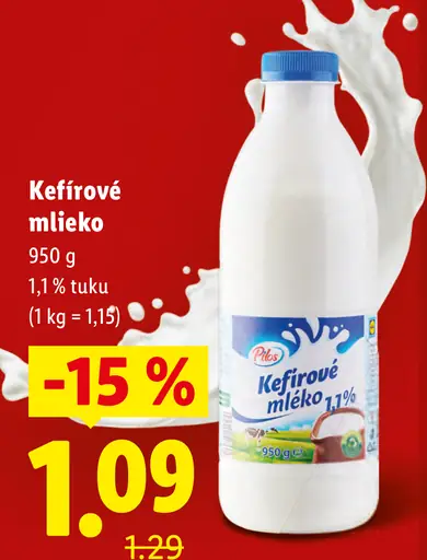 Pilos kefírové mlieko 1,1 % tuku
