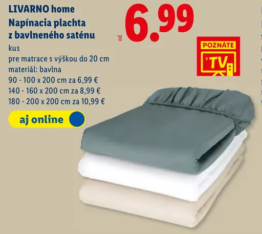 Livarno home napínacia plachta z bavlneného saténu pre matrace do 20 cm