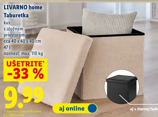 Livarno home taburetka s úložným priestorom