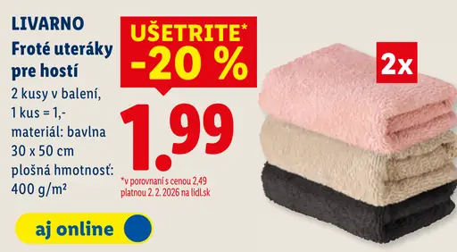 Livarno froté uteráky pre hostí