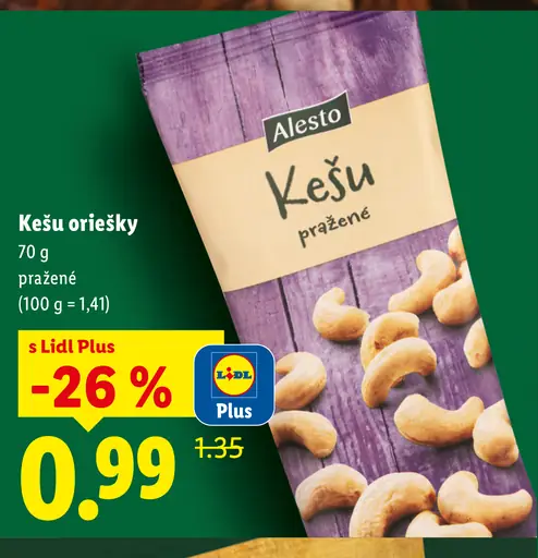 Alesto kešu oriešky pražené