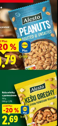 Alesto pražené arašidy