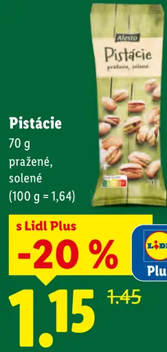 Alesto Pistácie pražené, solené