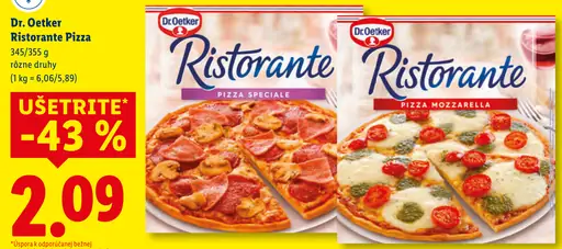 Dr. Oetker Ristorante Pizza bezlepkové rôzne druhy