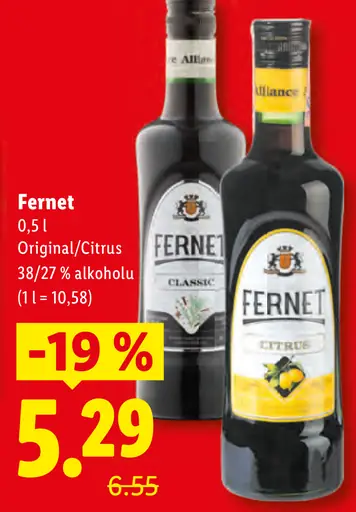 Fernet bylinný likér Original/Citrus