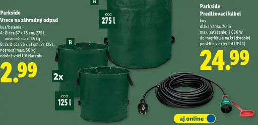 Parkside vrecia na záhradný odpad B (2×125 l)