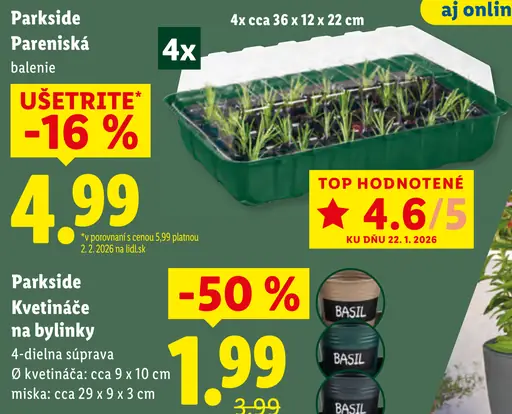 Parkside kvetináče na bylinky 4-dielna súprava