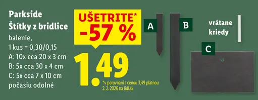 Parkside štítky z bridlice