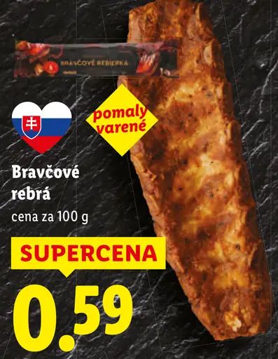 Bravčové rebrá pomaly varené