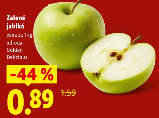 Zelené jablká odroda Golden Delicious