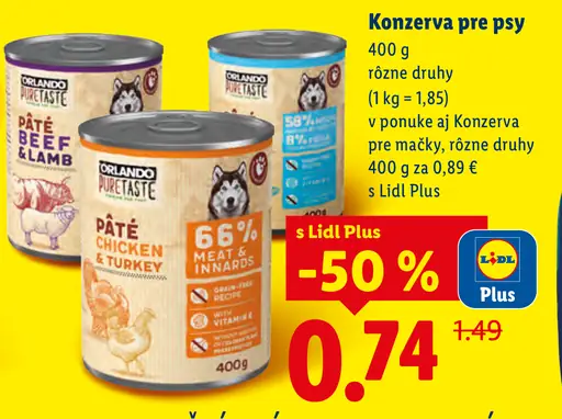 Orlando konzerva pre psy rôzne druhy