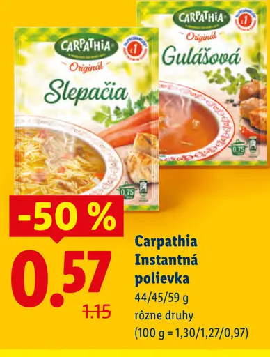 Carpathia Gulášová instantná polievka