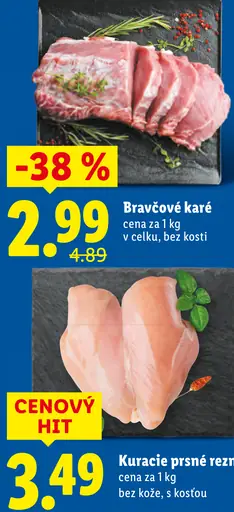 Bravčové karé vcelku, bez kosti