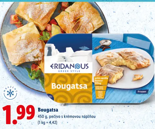 Eridanous Bougatsa pečivo s krémovou náplňou