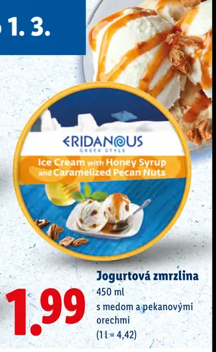 Eridanous jogurtová zmrzlina s medom a pekanovými orechmi
