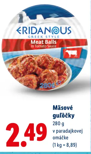 Eridanous mäsové guľôčky v paradajkovej omáčke