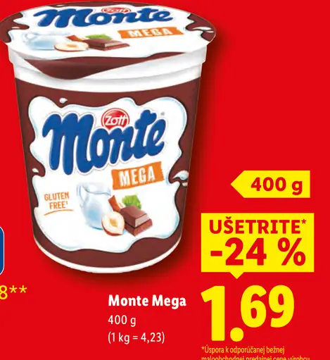 Zott Monte Mega mliečny dezert