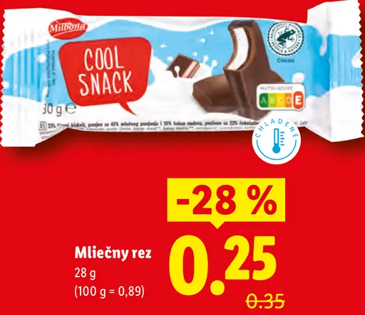 Milbona Cool Snack mliečny rez