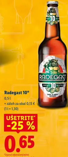 Radegast 10° svetlý ležiak