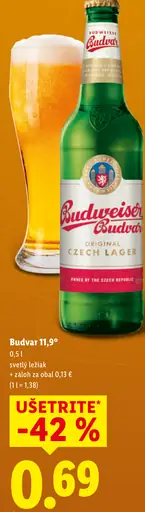 Budvar 11° svetlý ležiak